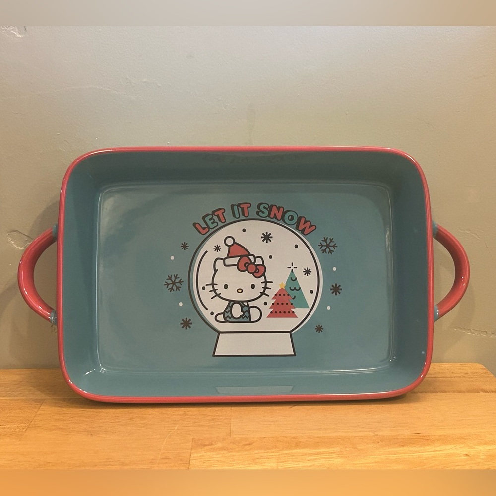 Hello Kitty Let It Snow Christmas Novelty Ceramic Baking Dish Made By Sanrio
